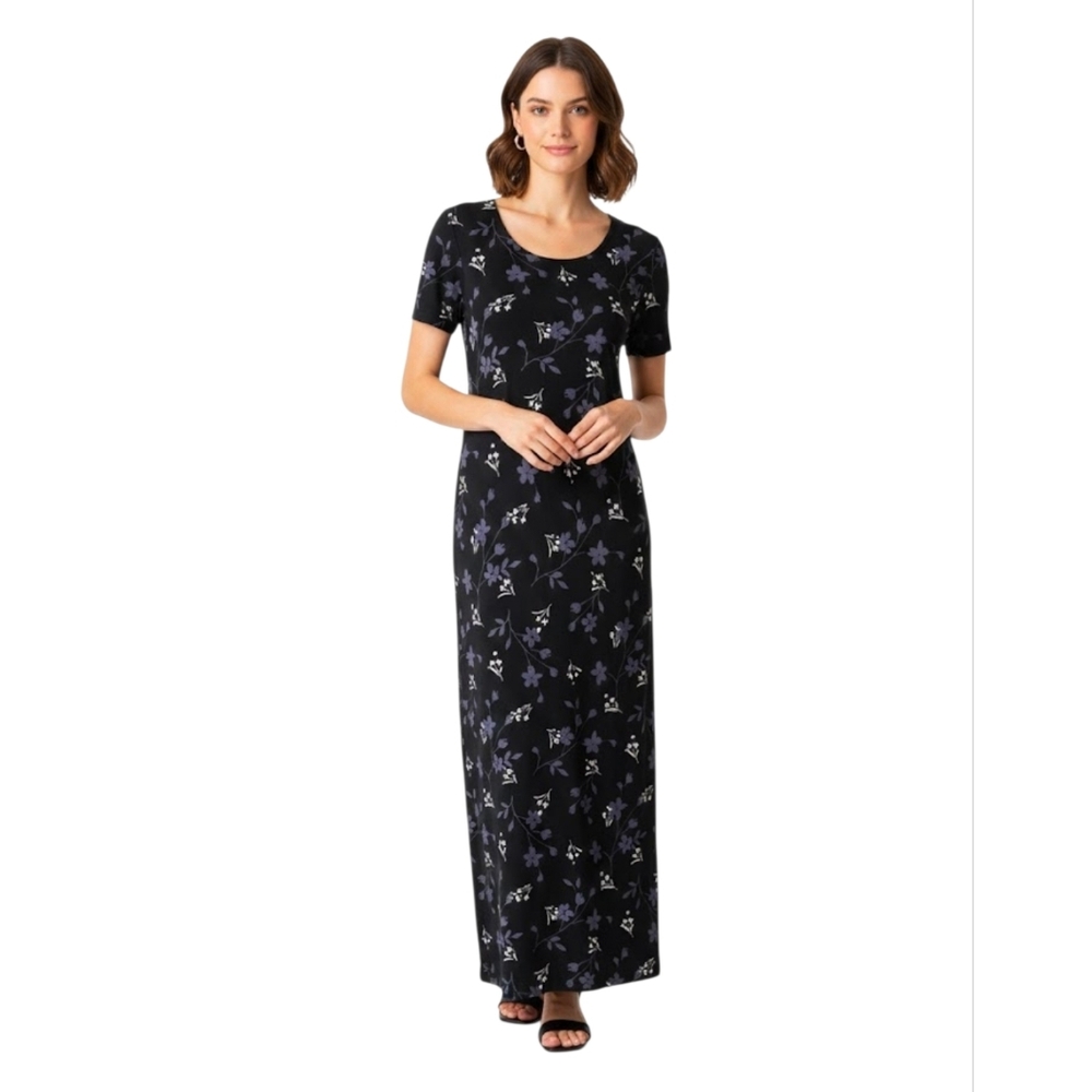 AGB Dress Byer California Black and Purple Floral Maxi Dress Y2K Goth Wimsigoth